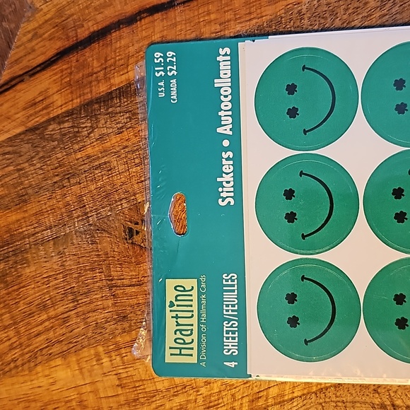 Heartline by Hallmark stickers sealed Green Smiley faces St. Patrick's Day - Picture 2 of 8